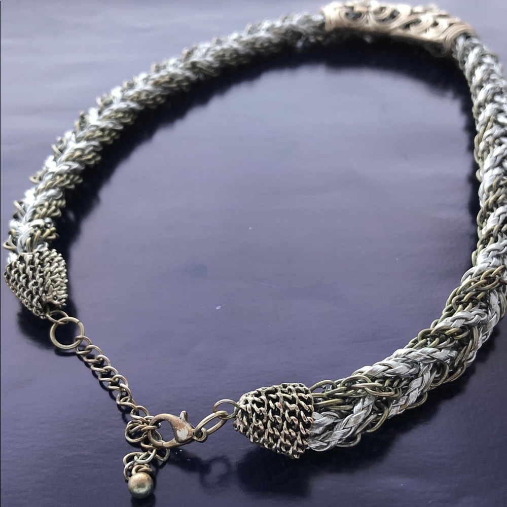 “Silver Springs” Elegant 2 tone Silver Floral Statement Necklace - Picture 9 of 11